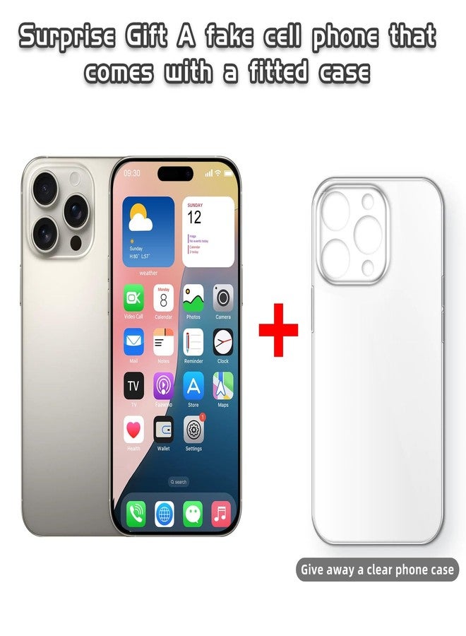 Faawxlo Dummy Fake Phone Model, Looks Like The Real Phone Compatible with Phone 16 PM, for Cell Phone Store Display or Send a Toy Phone for Kids (16ProMax,Natural Titanium,The Screen is Printed with Patterns) - Image 4
